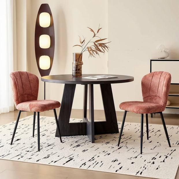 Set of 2 Modern Upholstered Dining Chairs with Metal Legs