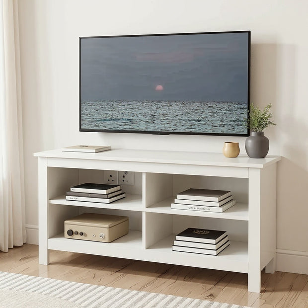 43" Modern Chic TV Stand with Storage Shelves – Black / White