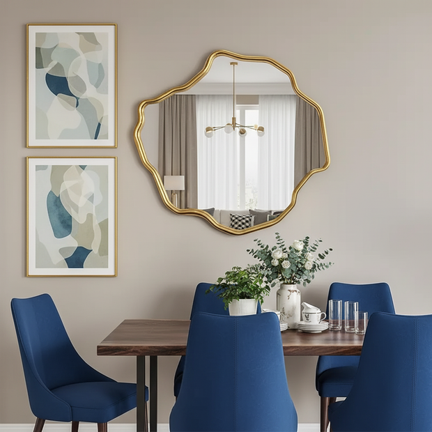 Irregular Gold Wall Mirror – 22"x22" Modern Decorative Mirror