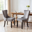 Velvet Dining Chairs with Button-Tufted Back, Solid Wood Legs – Set of 2