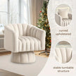 Modern Velvet Swivel Accent Chair – Cream White / Royal Blue