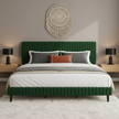 Modern Velvet Upholstered Bed with Adjustable Headboard – King Size