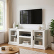 Modern TV Stand with Glass Doors, Fits up to 65” TVs – Storage Cabinet with Shelves