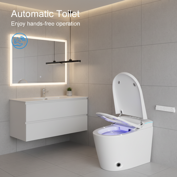 Smart Toilet with Built-In Bidet, Heated Seat & Automatic Lid – Modern One-Piece Design