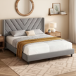 Modern Upholstered Platform Bed with Channel-Tufted Headboard