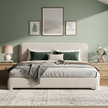 Modern Bouclé Upholstered Bed Frame with Rounded Headboard – King Size