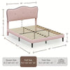 Curved Upholstered Bed Frame with Button-Tufted Headboard – Pink or White