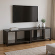 Modern LED TV Stand with Adjustable Storage, Black & Brown