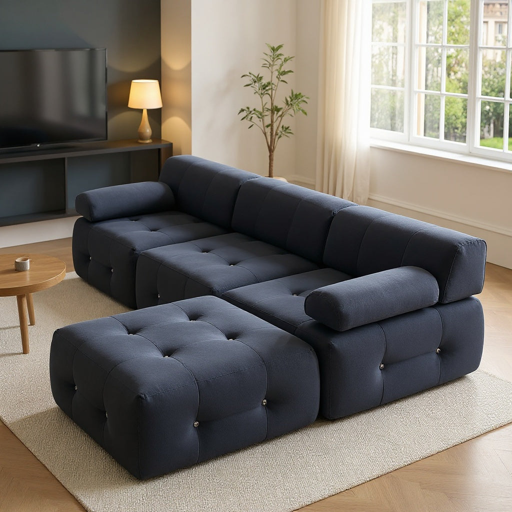 Modern Modular Velvet Sectional Sofa – U-Shaped, No Assembly Required