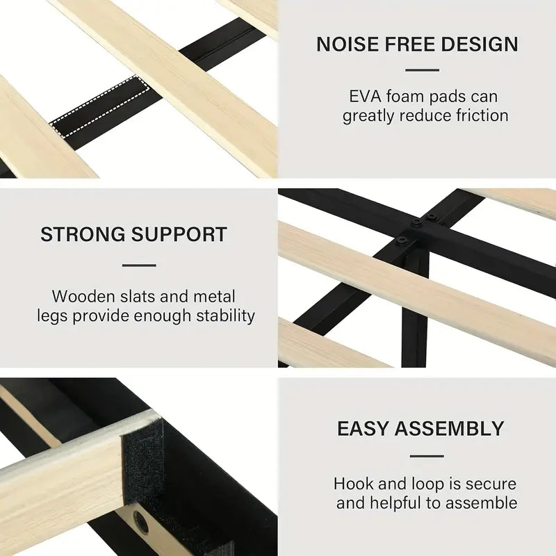 Modern Velvet Upholstered Bed with Adjustable Headboard – King Size