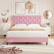 Modern Upholstered Platform Bed with Wingback Headboard