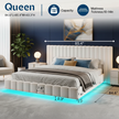 Modern Floating Upholstered Bed Frame with LED Lights
