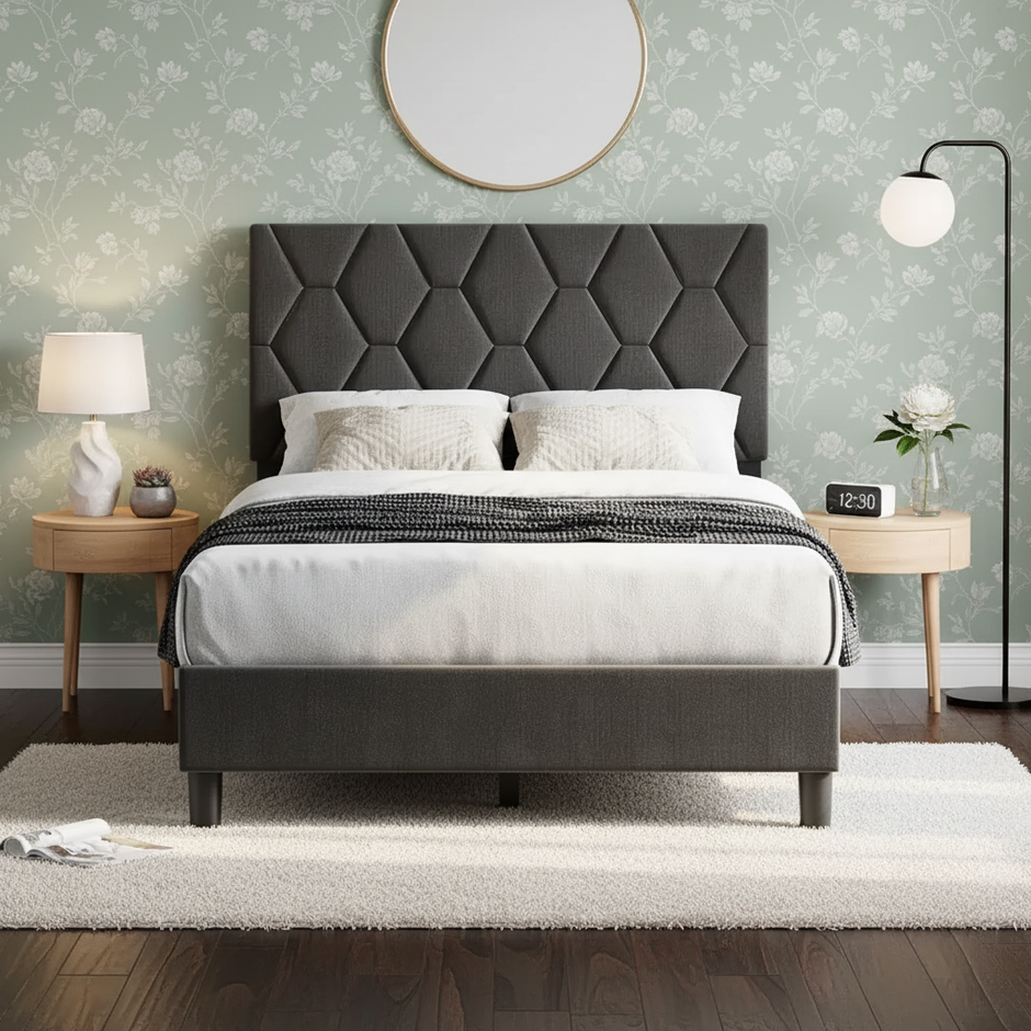 Diamond Tufted Upholstered Bed Frame – Twin Size