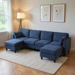 Convertible Modular Sectional Sofa with Storage & Adjustable Backrests – Cream/Blue