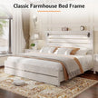 Farmhouse Wooden Bed Frame with Tall Headboard – Queen & King Sizes