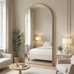 Arched Full-Length Floor Mirror with Metal Frame and Stand, Sizes 78
