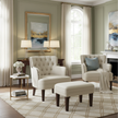 Tufted Accent Chair with Ottoman – Beige