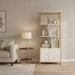 Modern Gold & White Metal Frame Bookshelf with Storage Cabinet - 63”