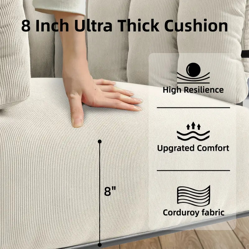 Modern Corduroy Barrel Lounge Chair – Beige / Grey