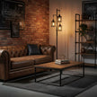 Industrial Floor Lamp with 3 Lights, Stepless Dimmable, Metal Shade