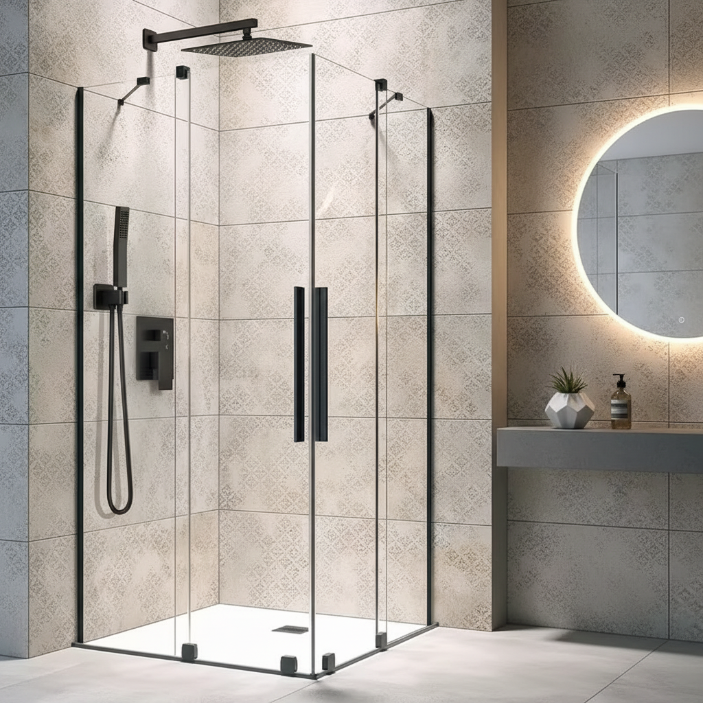 Modern Rainfall Shower System with Handheld – Wall Mounted Set, Matte Black / Brushed Nickel