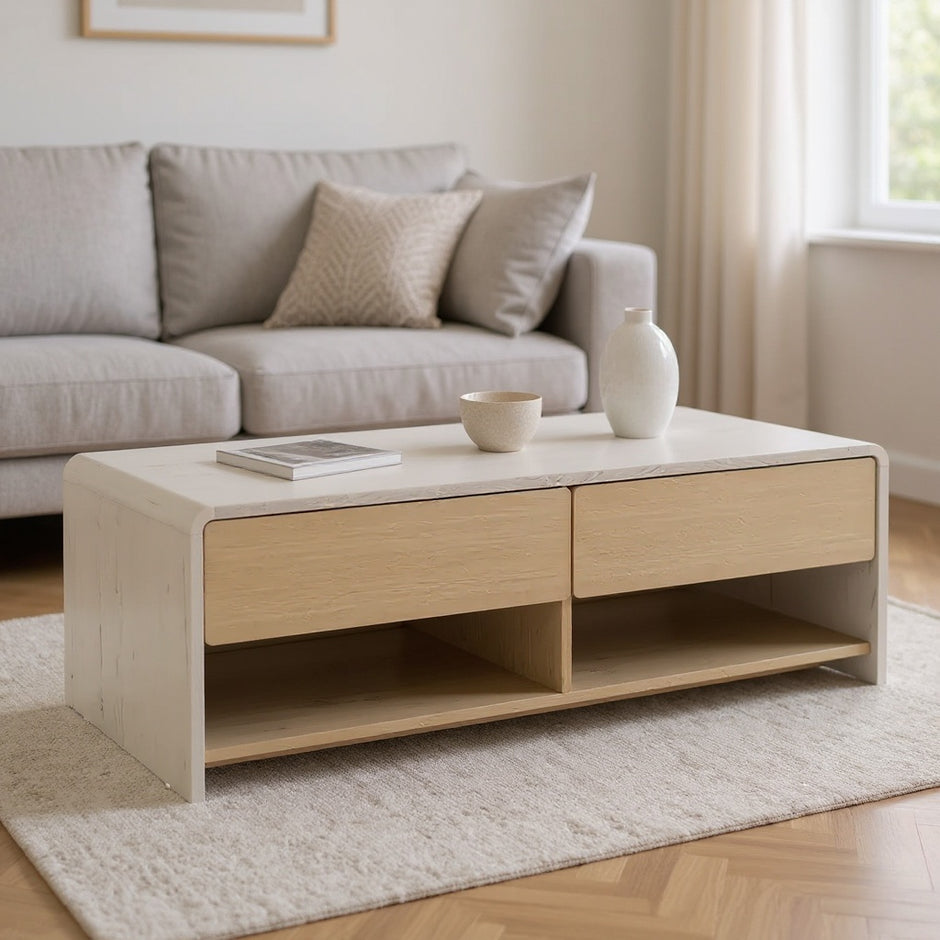 Modern Coffee Table with Storage Drawers, 43"