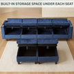 Convertible Modular Sectional Sofa with Storage & Adjustable Backrests – Cream/Blue