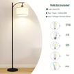Modern Black Floor Lamp with Fabric Shade & Foot Switch