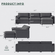 Modern Sectional Sofa with Movable Ottoman – Dark Gray Upholstered L-Shaped Couch with Storage and High Elastic Support