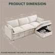 Convertible Sectional Sofa with Chaise Lounge & Hidden Storage – Modern Upholstered Couch for Living Room, Beige/Gray