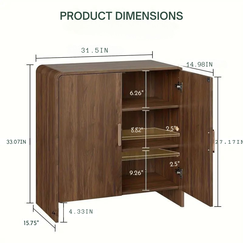 Modern Wooden Storage Cabinet with Adjustable Shelves | Sideboard for Living Room