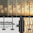 Dimmable Rattan Floor Lamp with 3 Adjustable Shades, E26 Base