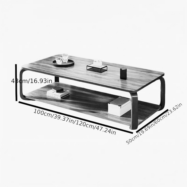 Modern Rectangular Coffee Table with Storage Shelf – Walnut Finish, 39.37"/47.24"
