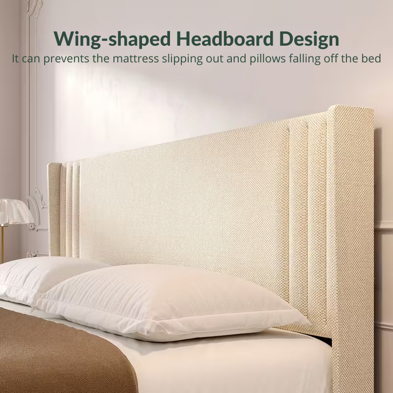 Modern Tufted Upholstered Platform Bed with Square Headboard