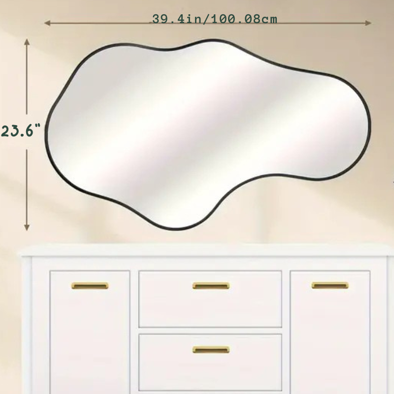Modern Irregular Wall Mirror – Black Frame