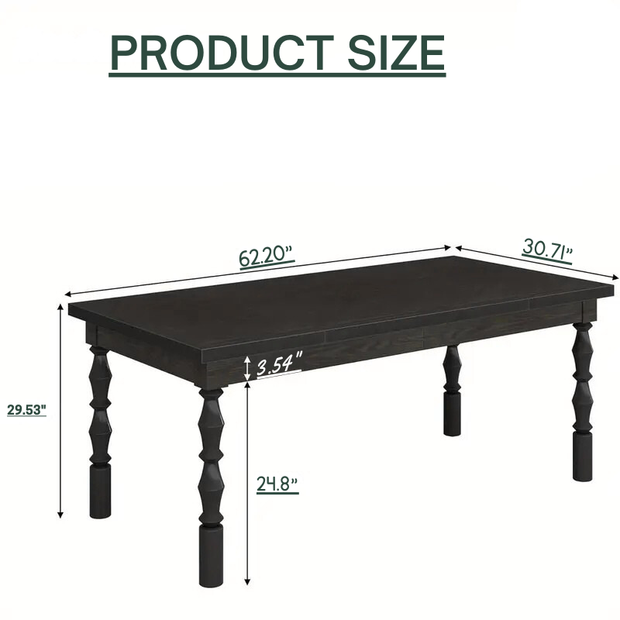 Rectangular Dining Table with Carved Legs – Brown / Black