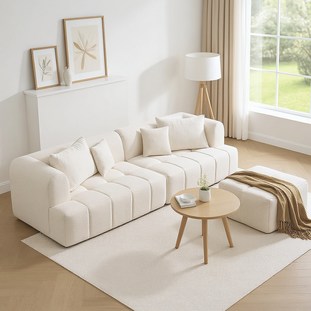 Modern L-Shaped Sectional Sofa with Ottoman – Deep Seat