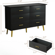 Modern 6-Drawer Dresser with LED Lights, Gold Handles & Tall Legs – Bedroom Storage Cabinet
