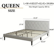 Modern Upholstered Queen Bed Frame with Diamond Tufted Headboard