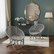 Set of 2 Folding Saucer Chairs – Gray Macrame Rope Design
