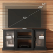 Modern TV Stand with Glass Doors, Fits up to 65” TVs – Storage Cabinet with Shelves