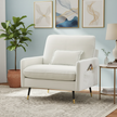 Chenille Upholstered Accent Chair with Storage Pockets