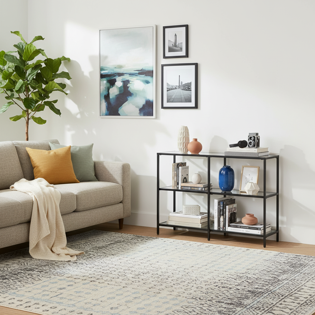 Modern 3-Tier Glass Display Shelf with Metal Frame – Black or Gold