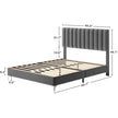 Modern Grey Velvet Upholstered Bed Frame with Adjustable Headboard – Full Size