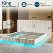 Modern Floating Upholstered Bed Frame with LED Lights