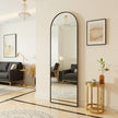 Arched Full Length Mirror – Black & Gold, Wall Mounted / Free Standing