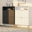 Modern Shoe Storage Cabinet with Gold Legs – Available in Black & White