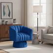 Modern Velvet Swivel Accent Chair – Cream White / Royal Blue