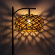 Boho Rattan Floor Lamp with Black Metal Base – 61” Tall