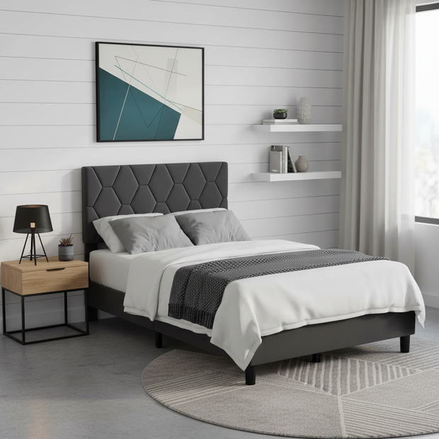 Diamond Tufted Upholstered Bed Frame – Twin Size